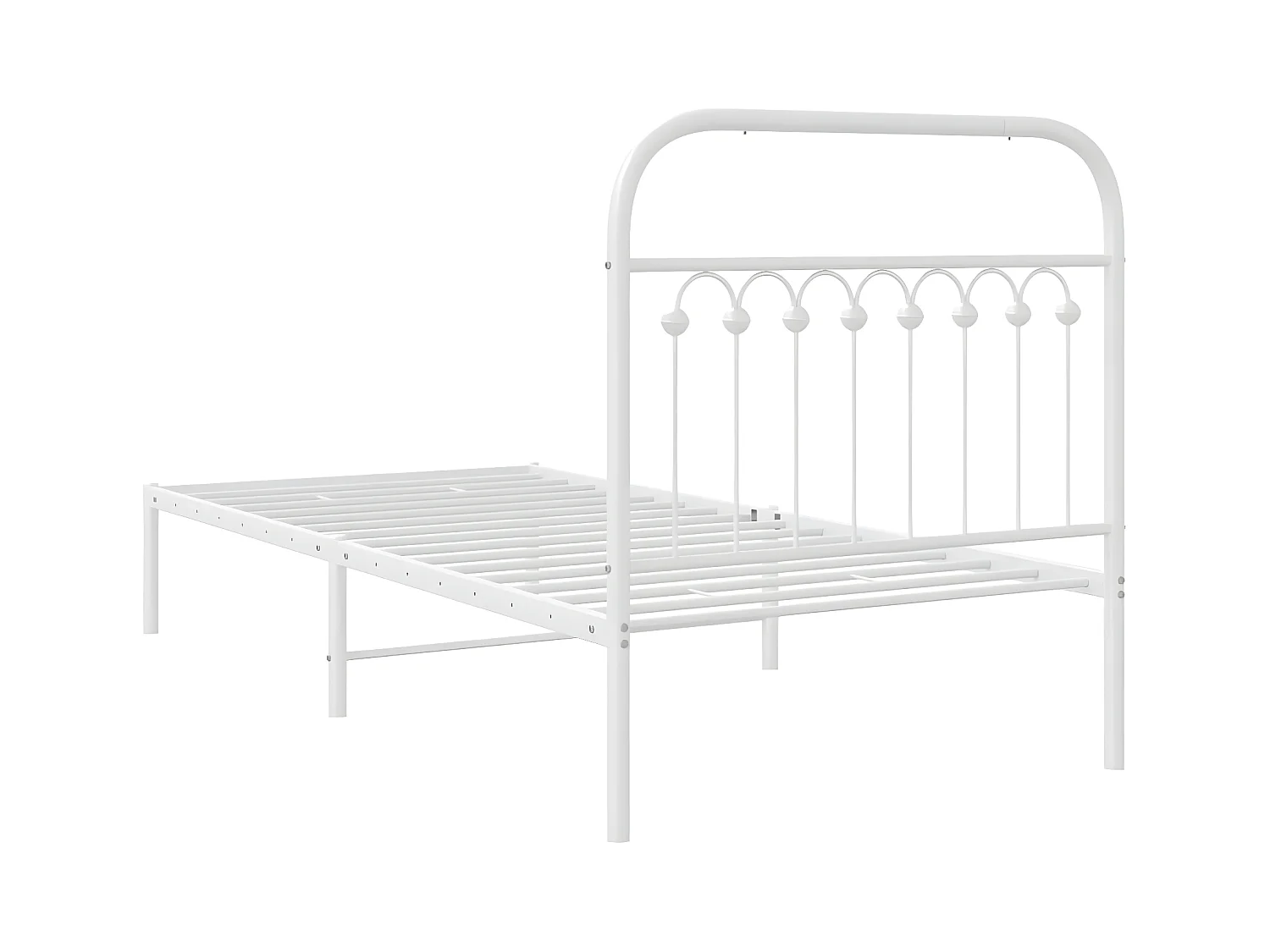 Estructura de cama de metal con cabecero blanco 90x190 cm