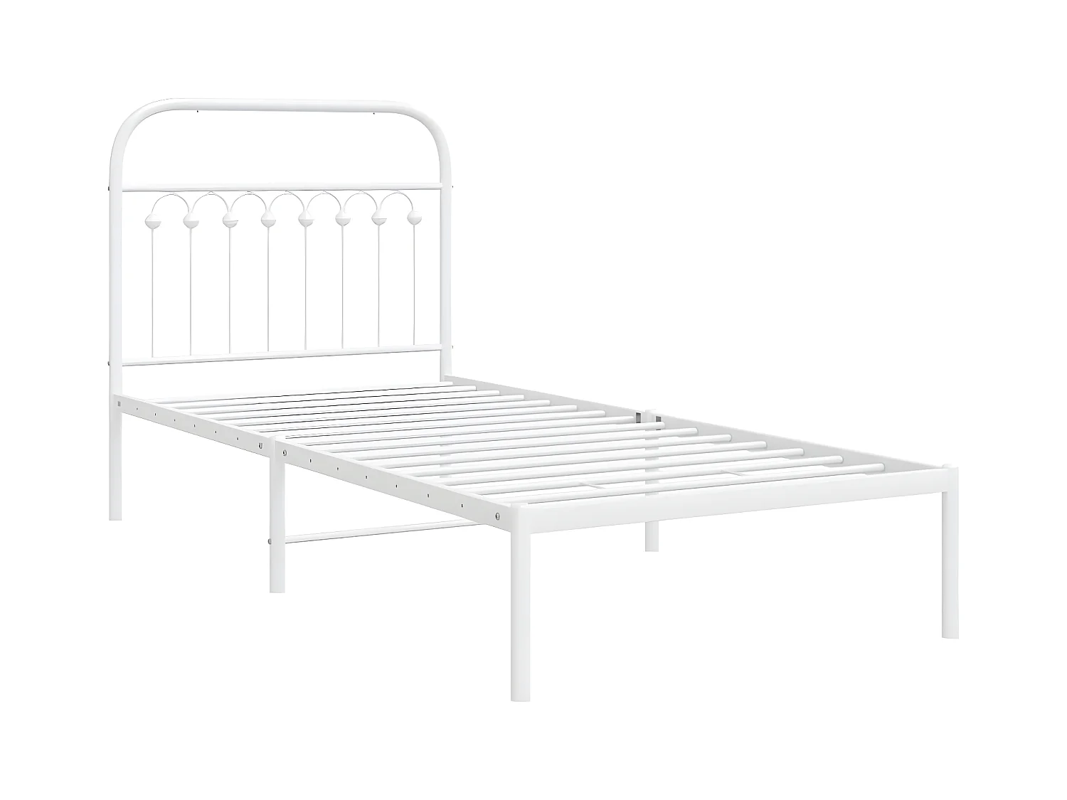 Estructura de cama de metal con cabecero blanco 90x190 cm