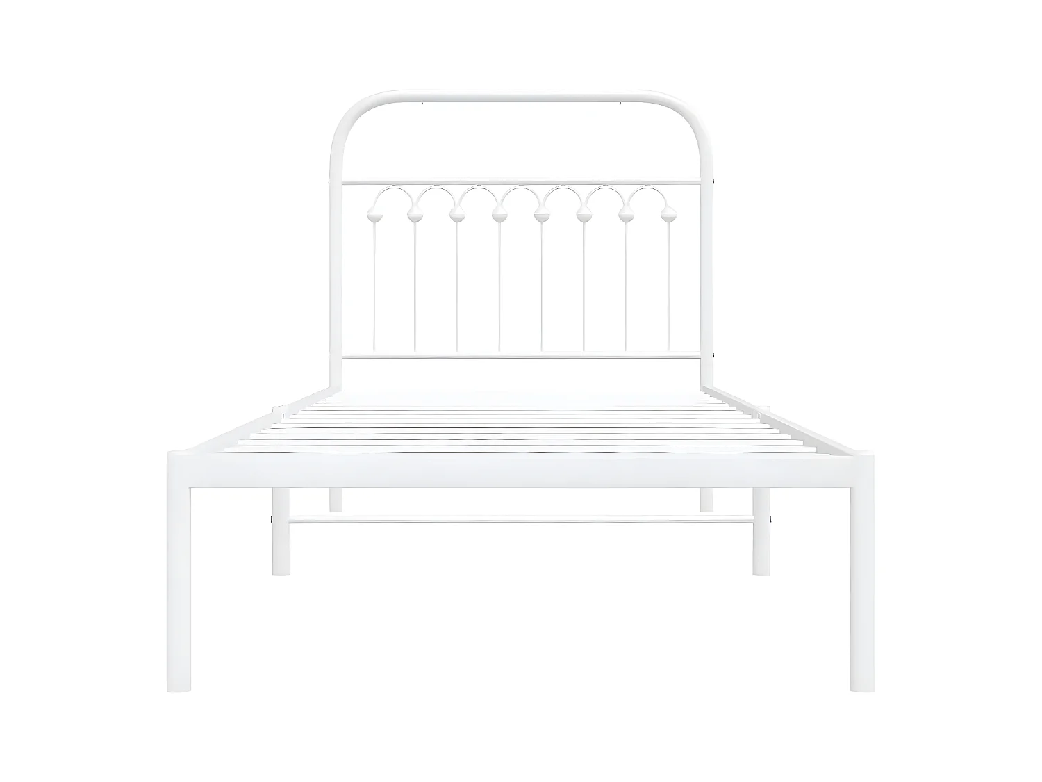 Estructura de cama de metal con cabecero blanco 90x190 cm