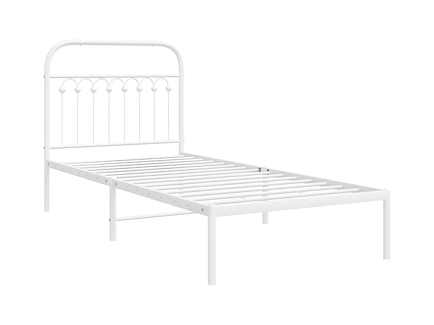 Estructura de cama de metal con cabecero blanco 90x190 cm