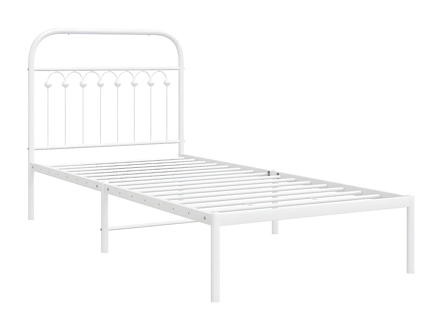 Estructura de cama de metal con cabecero blanco 90x190 cm