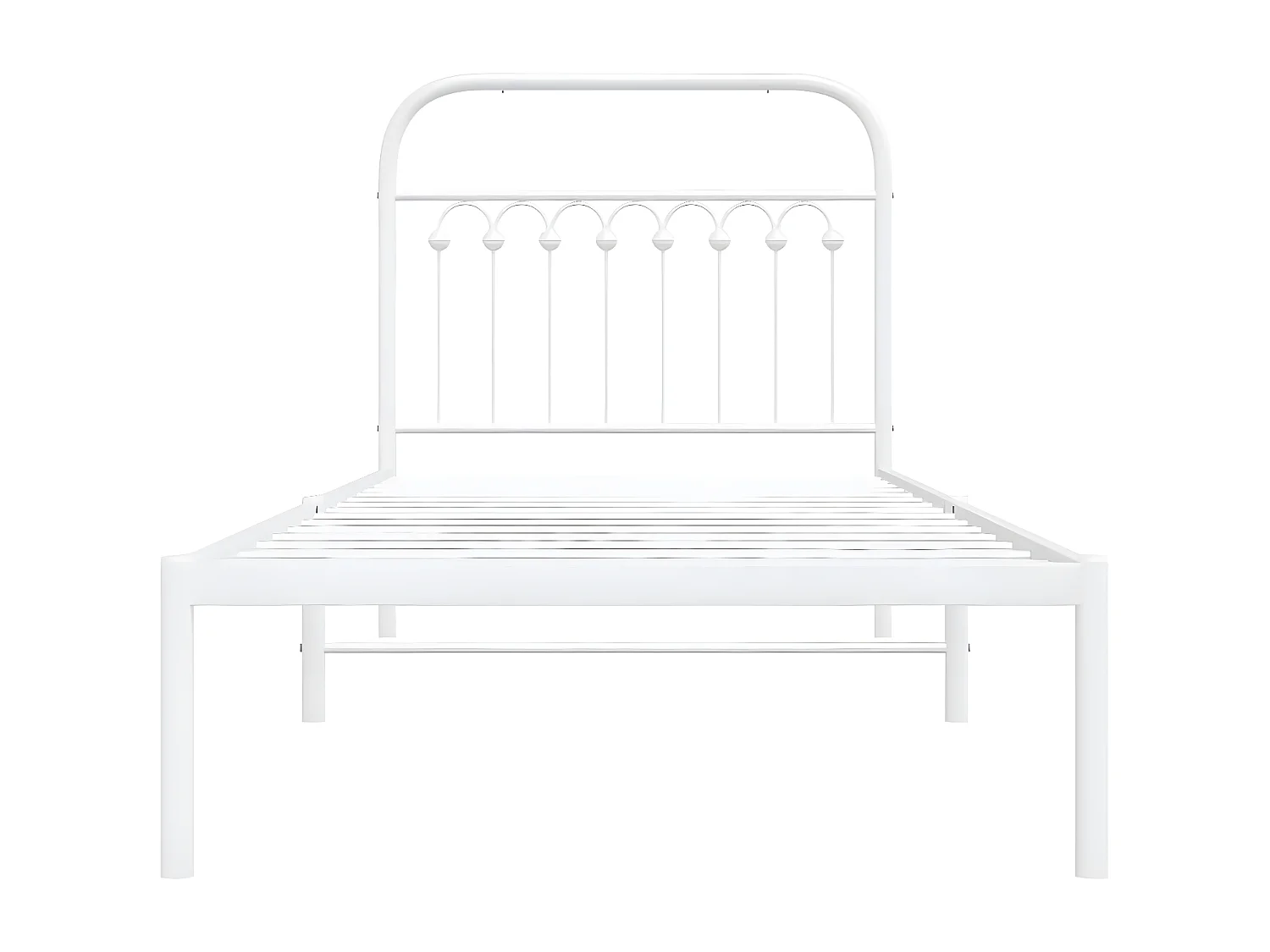 Estructura de cama de metal con cabecero blanco 90x190 cm