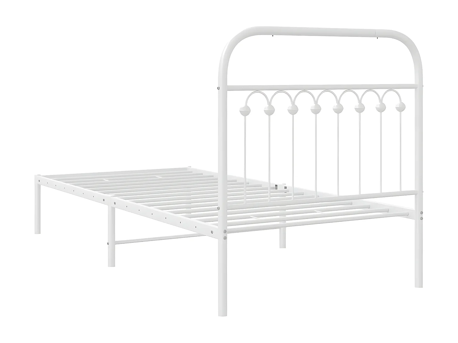 Estructura de cama de metal con cabecero blanco 90x190 cm