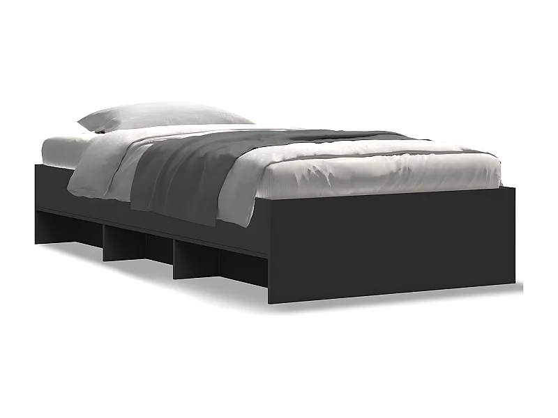 Estructura de cama madera de ingeniería negra 90x190 cm