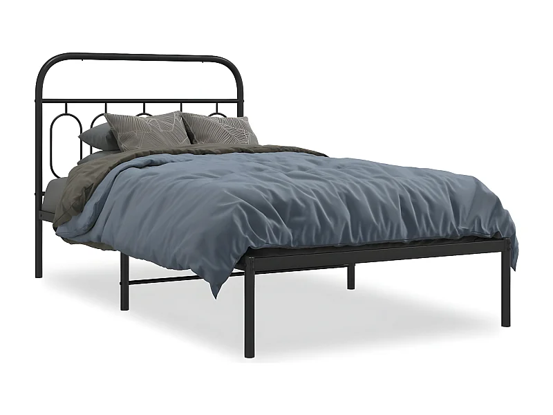 Estructura de cama con cabecero metal negro 100x190 cm