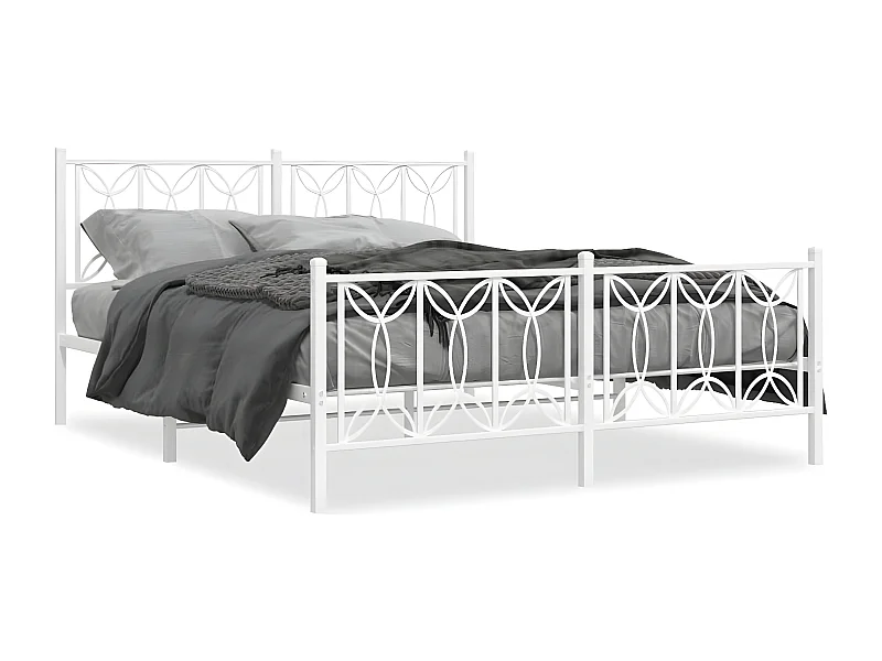Estrutura de cama com cabeceira e pés 160x200 cm metal branco