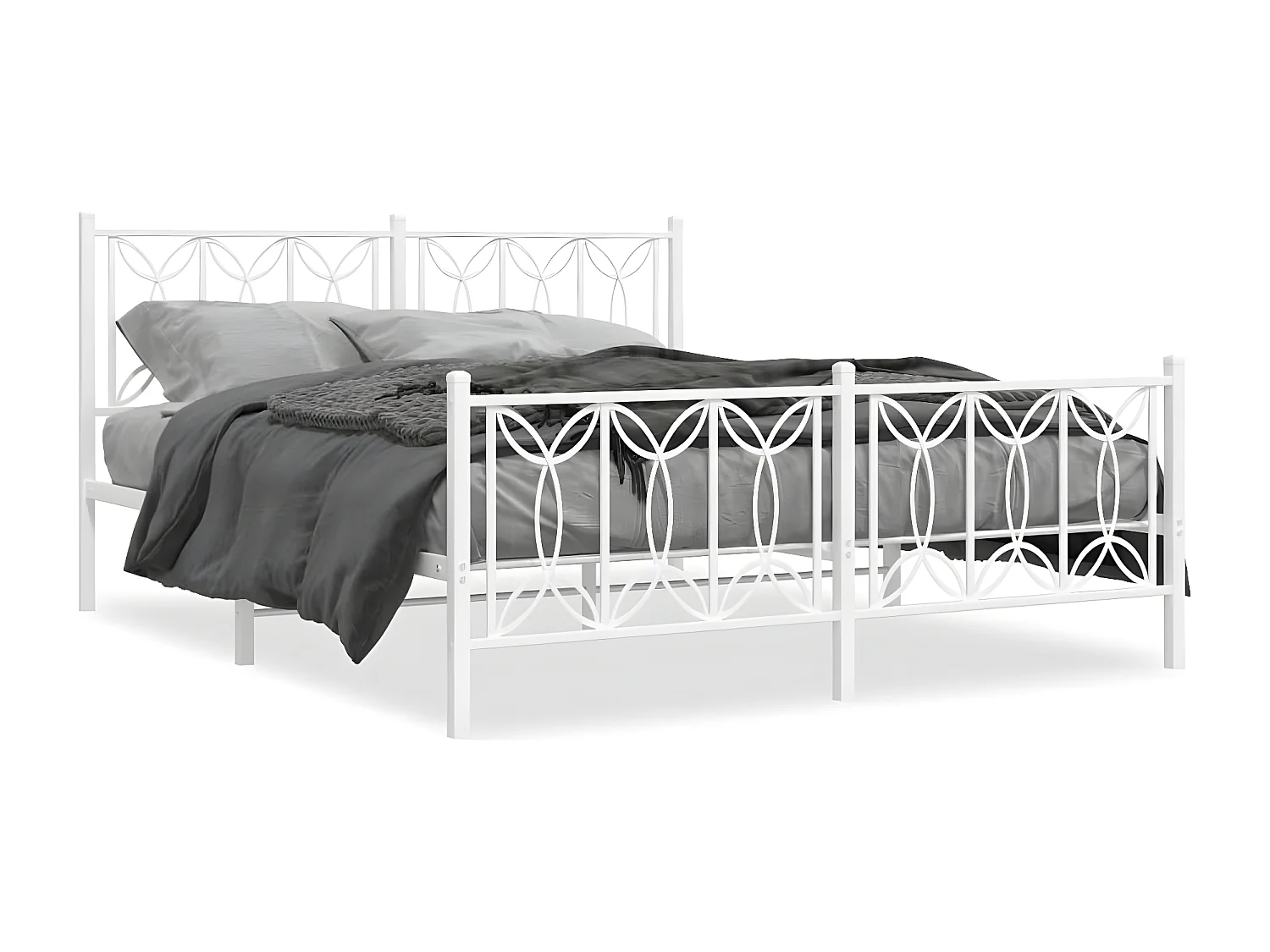 Estrutura de cama com cabeceira e pés 160x200 cm metal branco