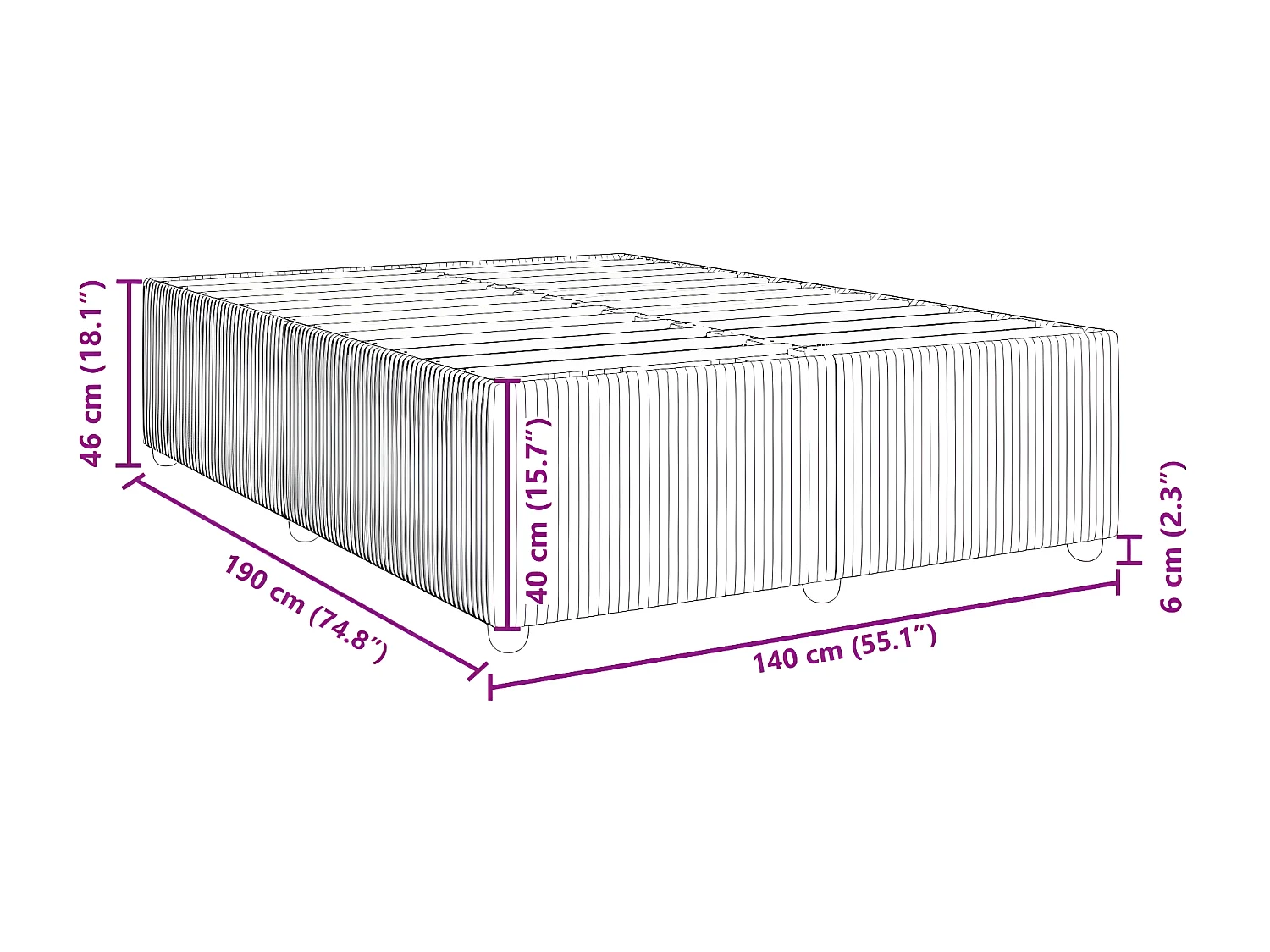 Estrutura de cama 140x190 cm veludo cinzento-claro