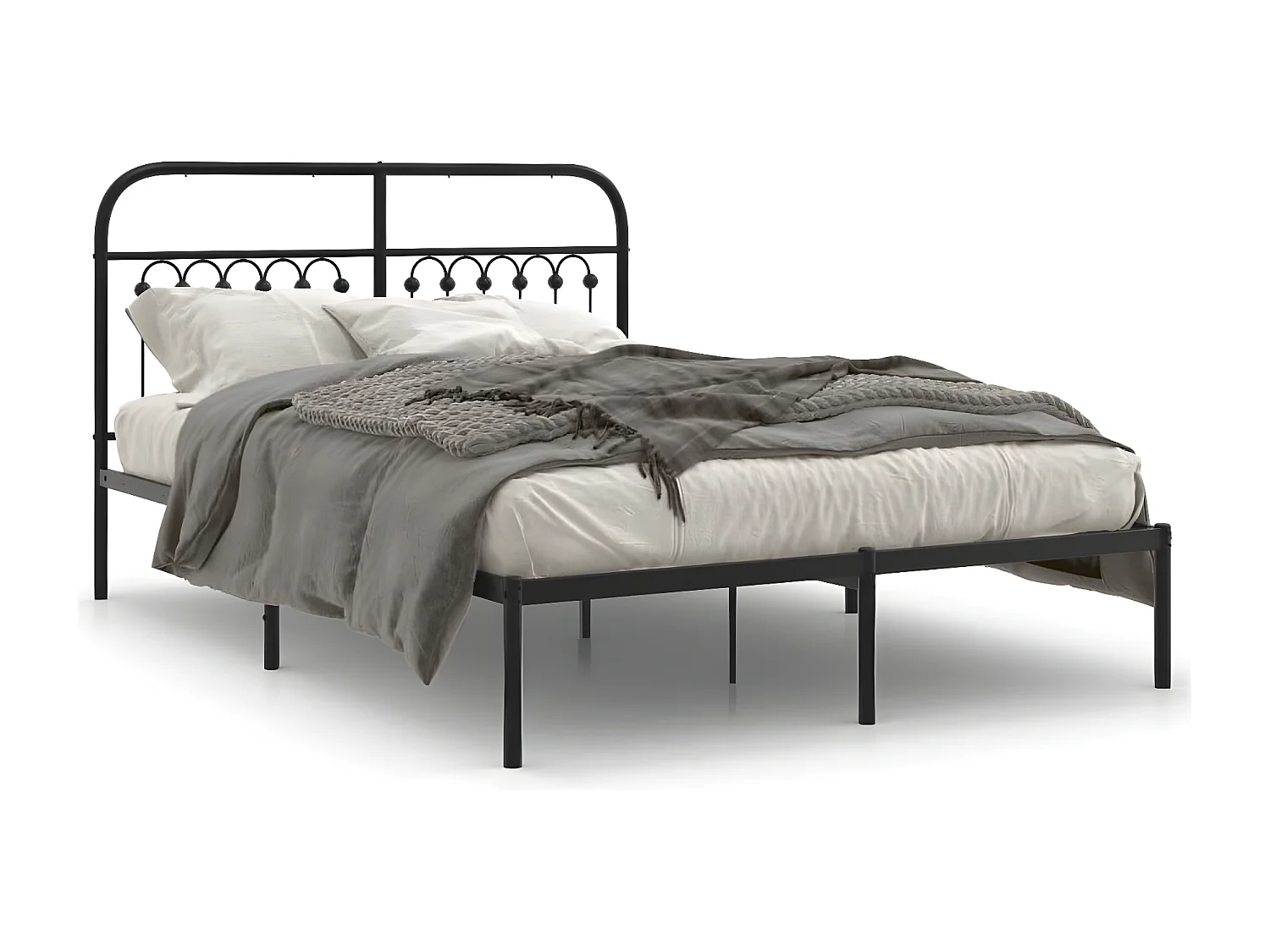 Estructura de cama con cabecero metal negro 140x200 cm