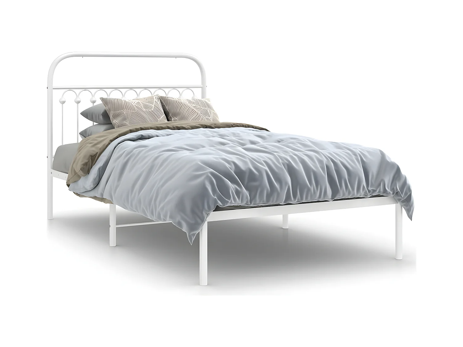 Estructura de cama de metal con cabecero blanco 107x203 cm