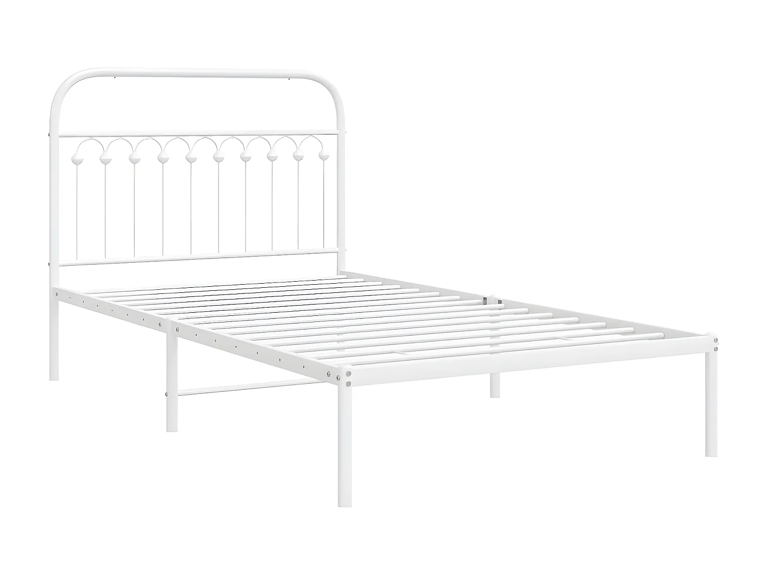 Estructura de cama de metal con cabecero blanco 107x203 cm