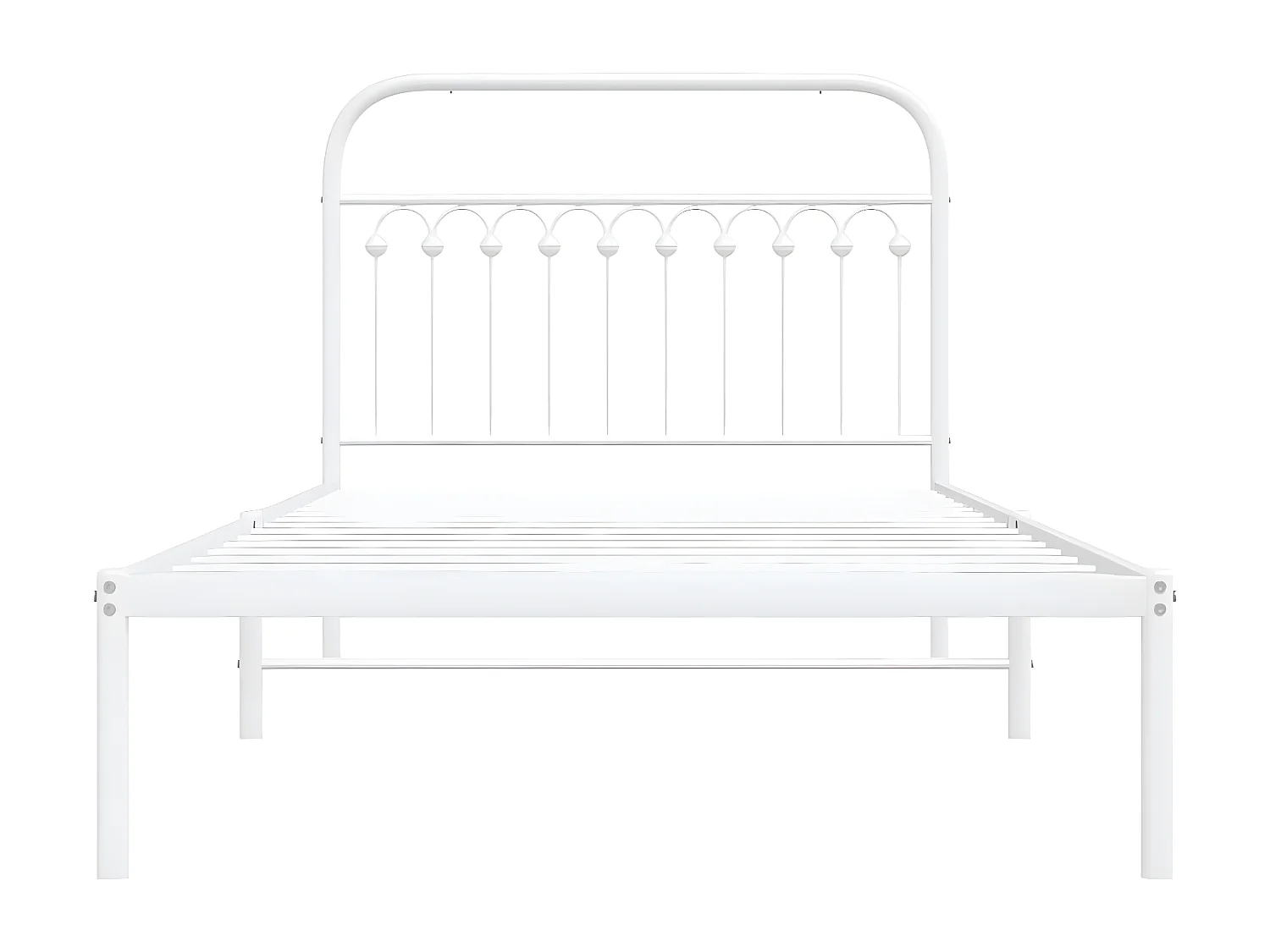 Estructura de cama de metal con cabecero blanco 107x203 cm