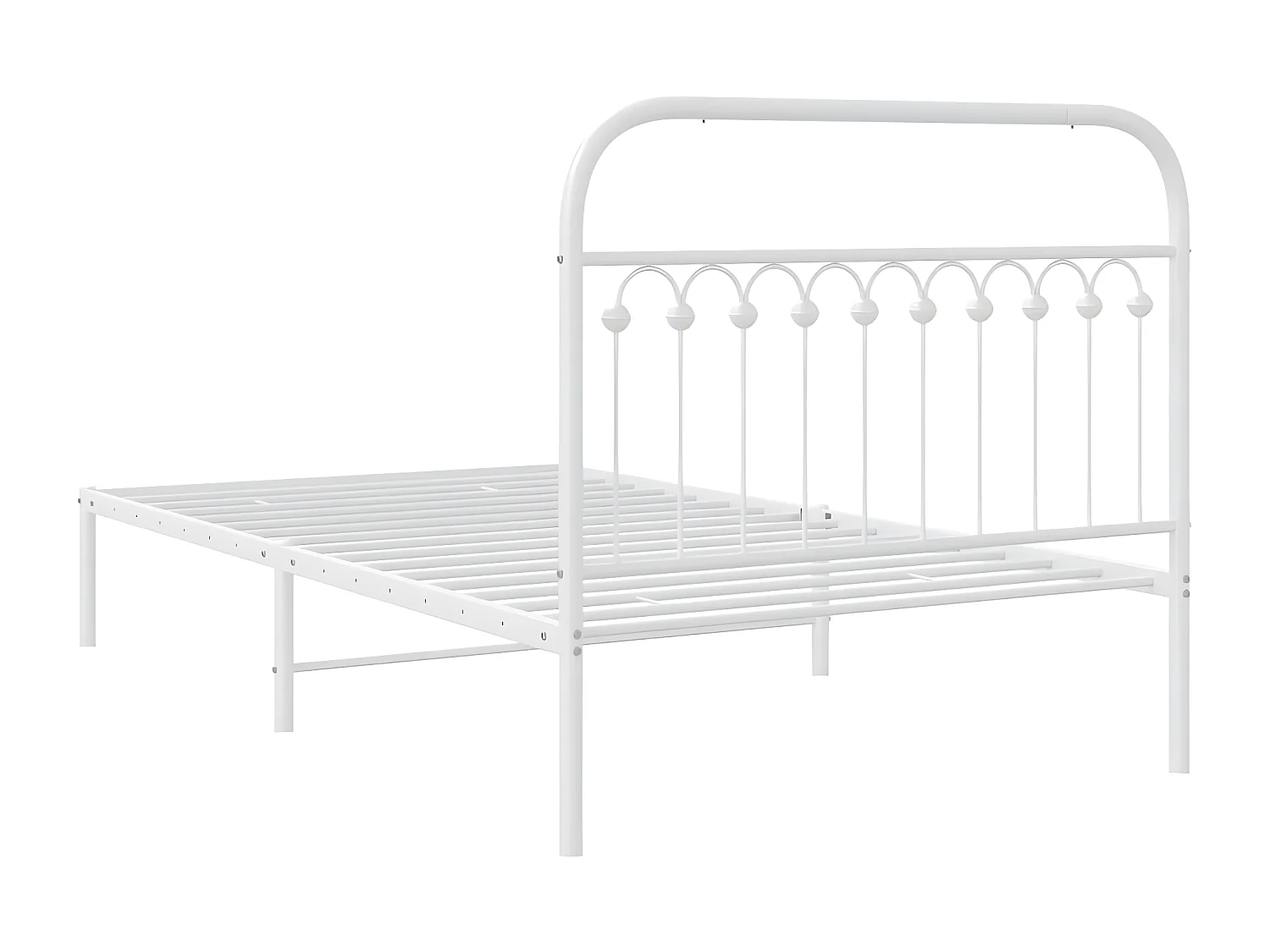 Estructura de cama de metal con cabecero blanco 107x203 cm