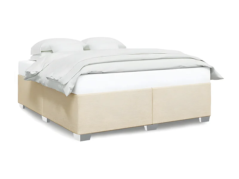Estrutura de cama em tecido cor creme 180x200 cm