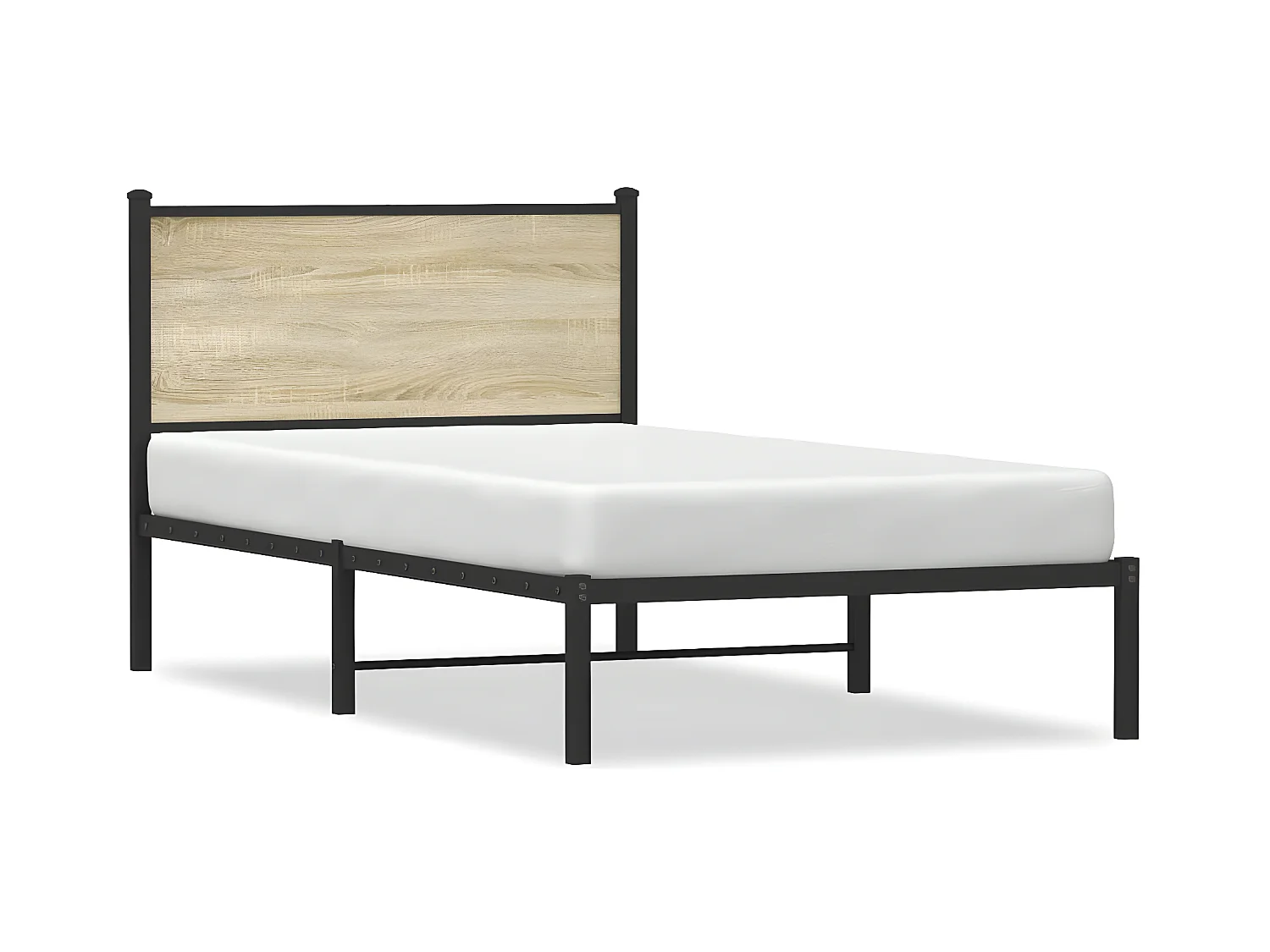 Cadre de lit en métal avec tête de lit chêne sonoma 107x203 cm