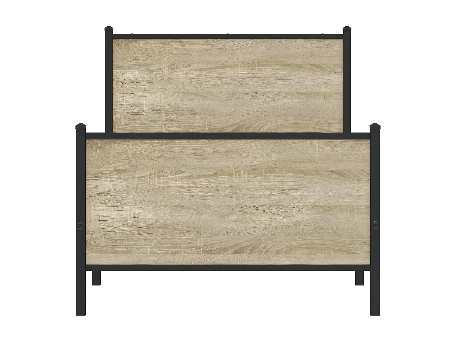 Estrutura cama c/ painéis cabeceira e pés metal carvalho sonoma