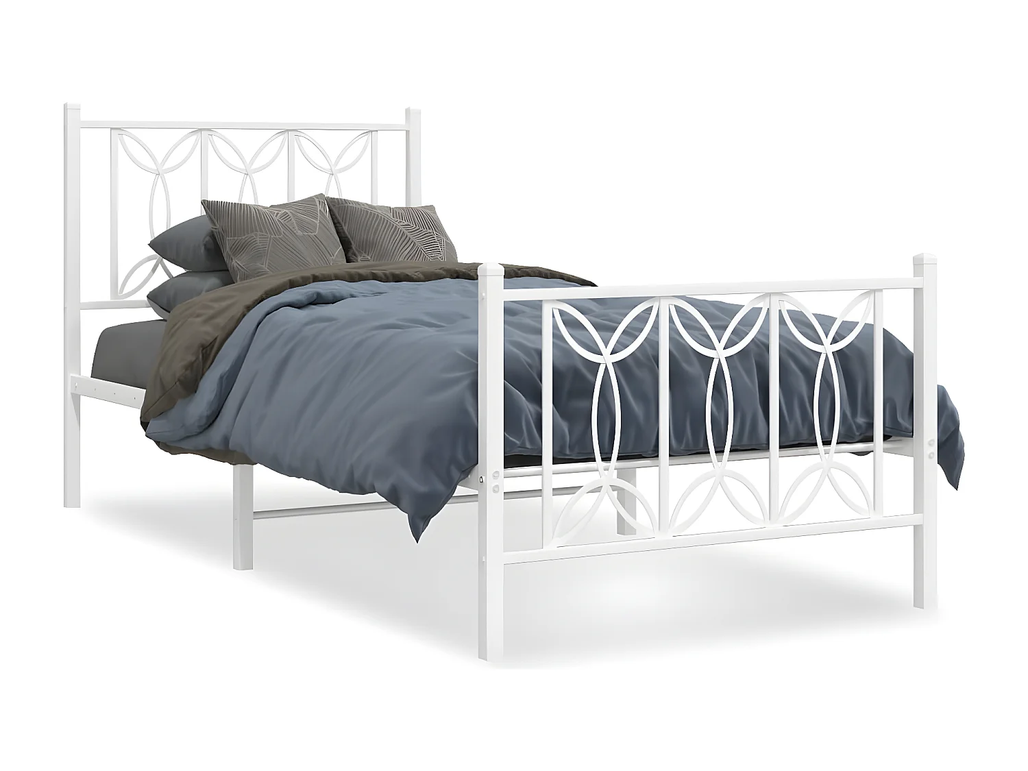 Estructura cama metal con cabecero y pie cama blanca 75x190 cm