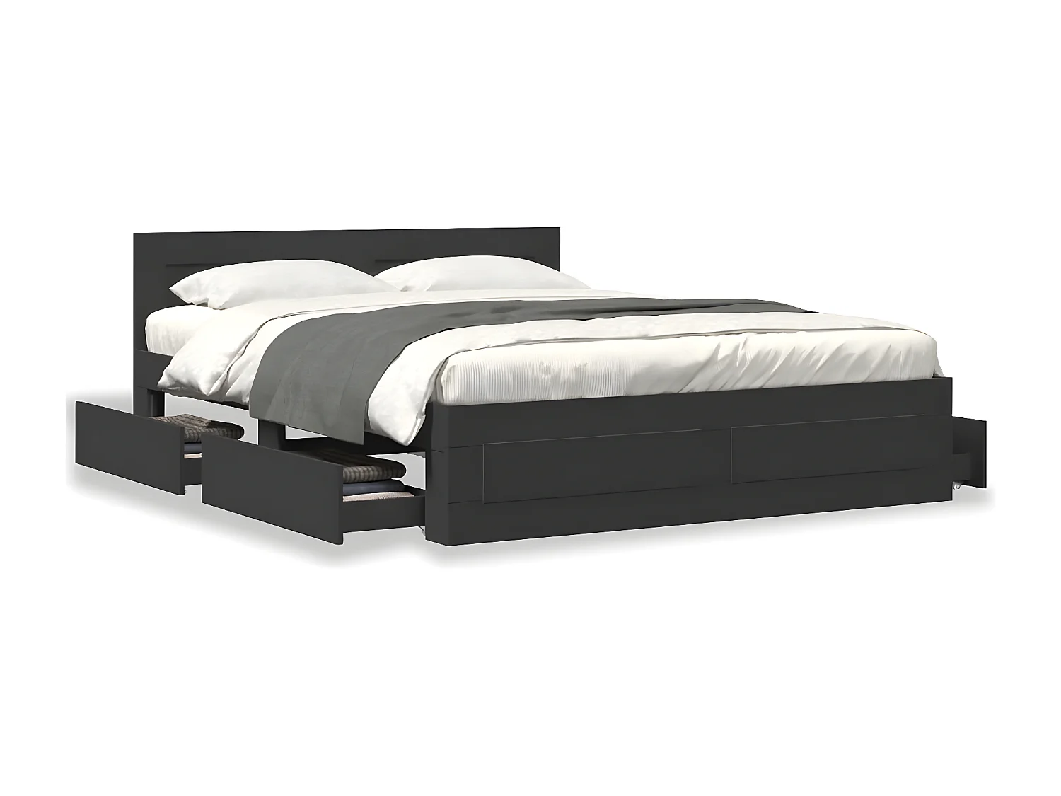 Estrutura cama c/ cabeceira 160x200 cm derivados madeira preto