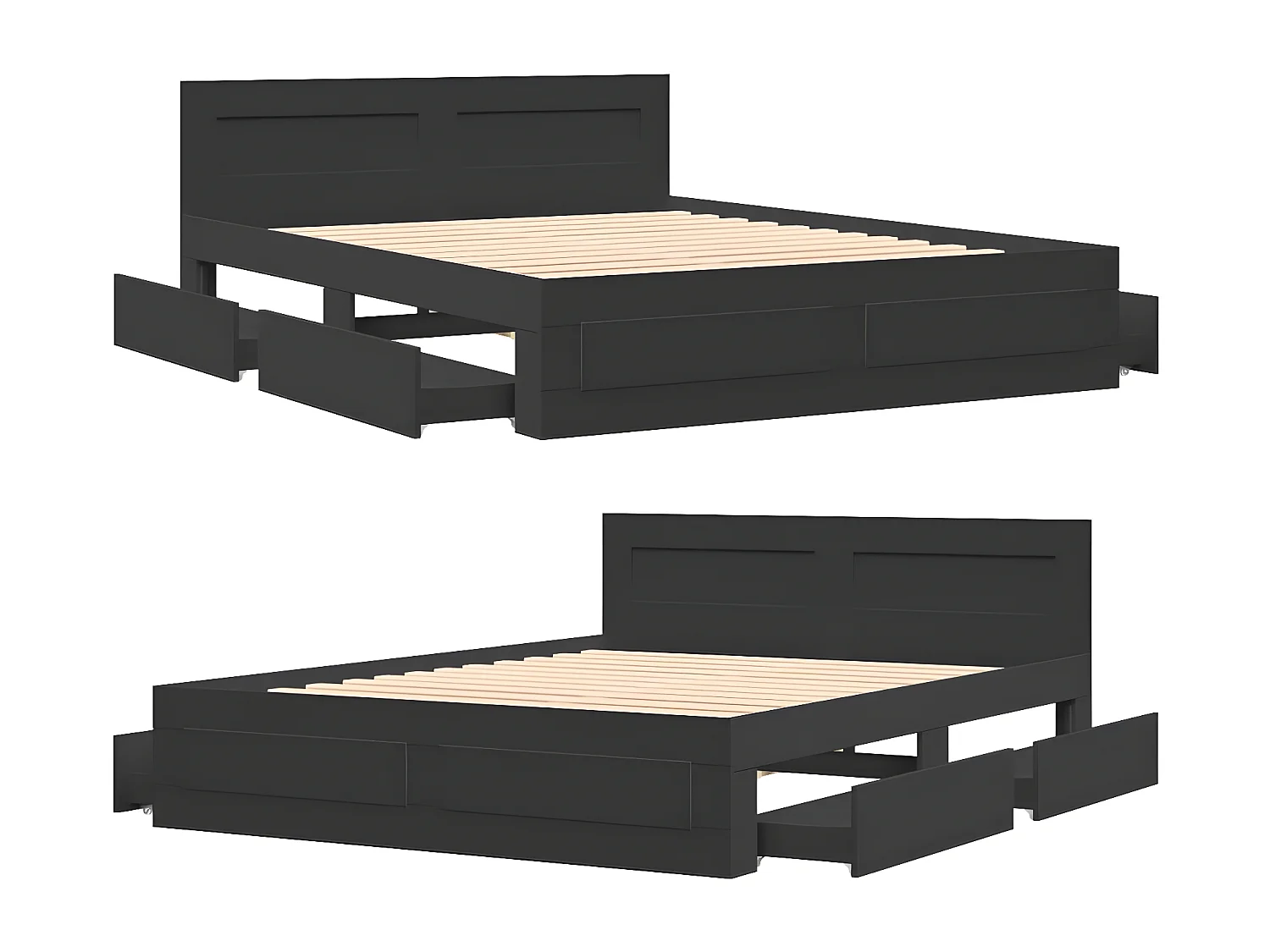 Estrutura cama c/ cabeceira 160x200 cm derivados madeira preto