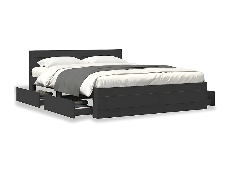 Estrutura cama c/ cabeceira 160x200 cm derivados madeira preto