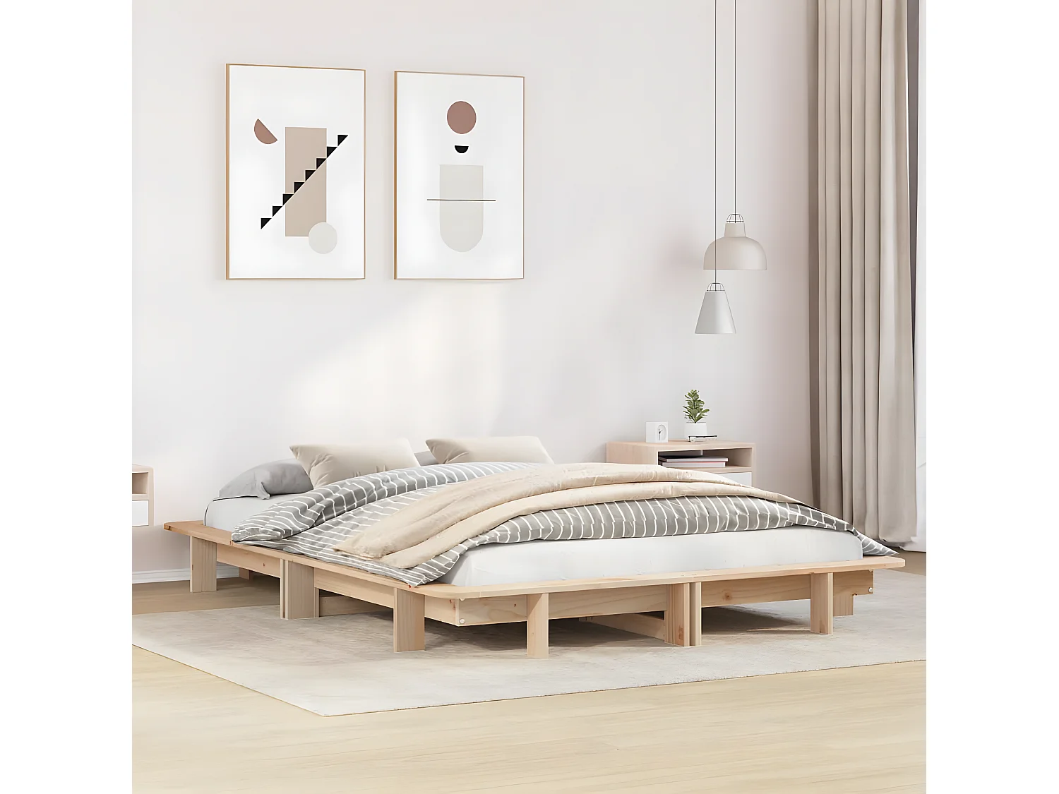 Estructura de cama sin colchón madera maciza de pino 120x190 cm