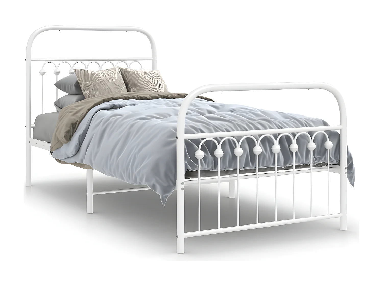 Estrutura de cama com cabeceira e pés 90x190 cm metal branco