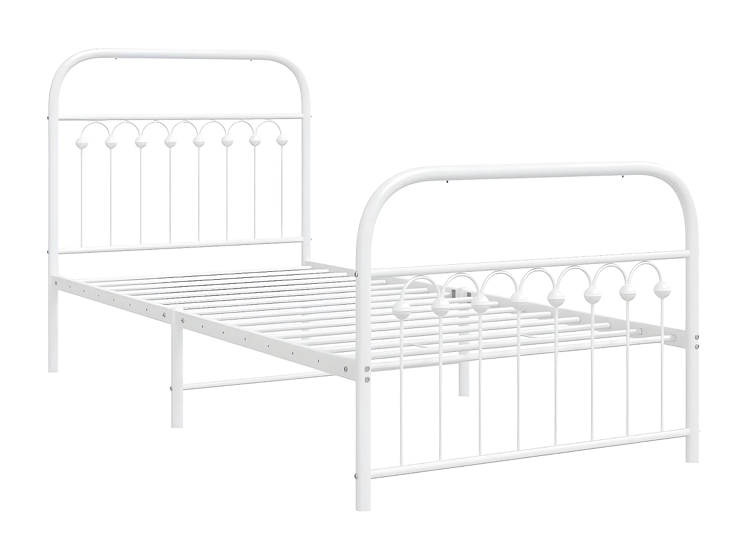 Estrutura de cama com cabeceira e pés 90x190 cm metal branco