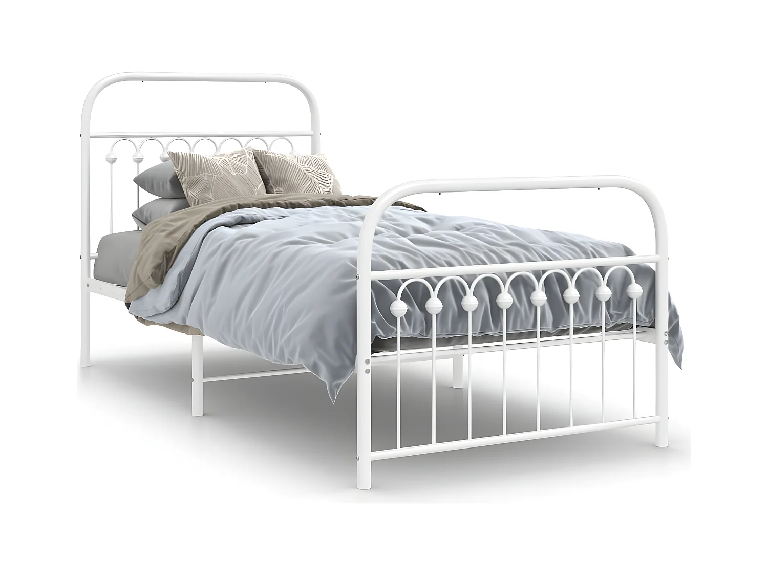 Estructura cama metal con cabecero y pie cama blanca 90x190 cm