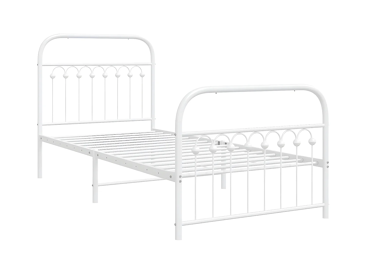 Estructura cama metal con cabecero y pie cama blanca 90x190 cm