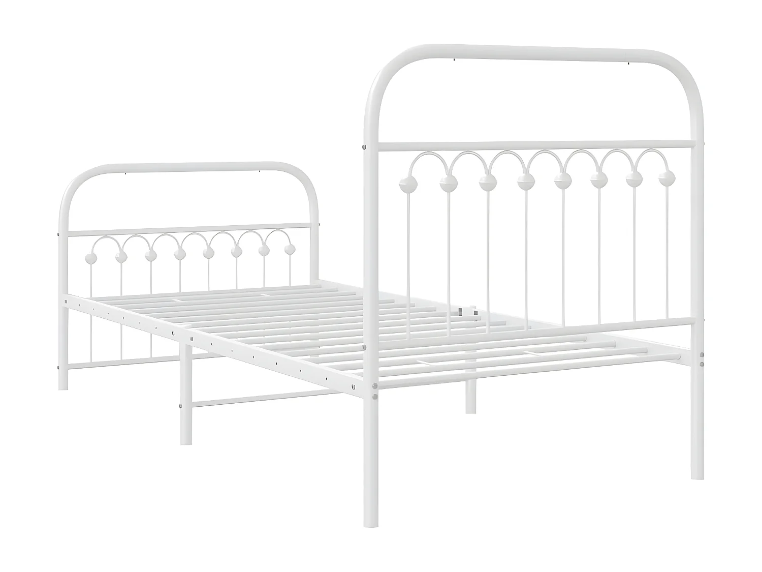 Estructura cama metal con cabecero y pie cama blanca 90x190 cm