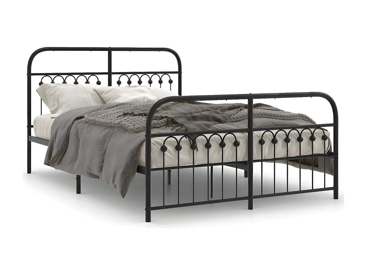 Estructura de cama cabecero y estribo metal negro 140x190 cm