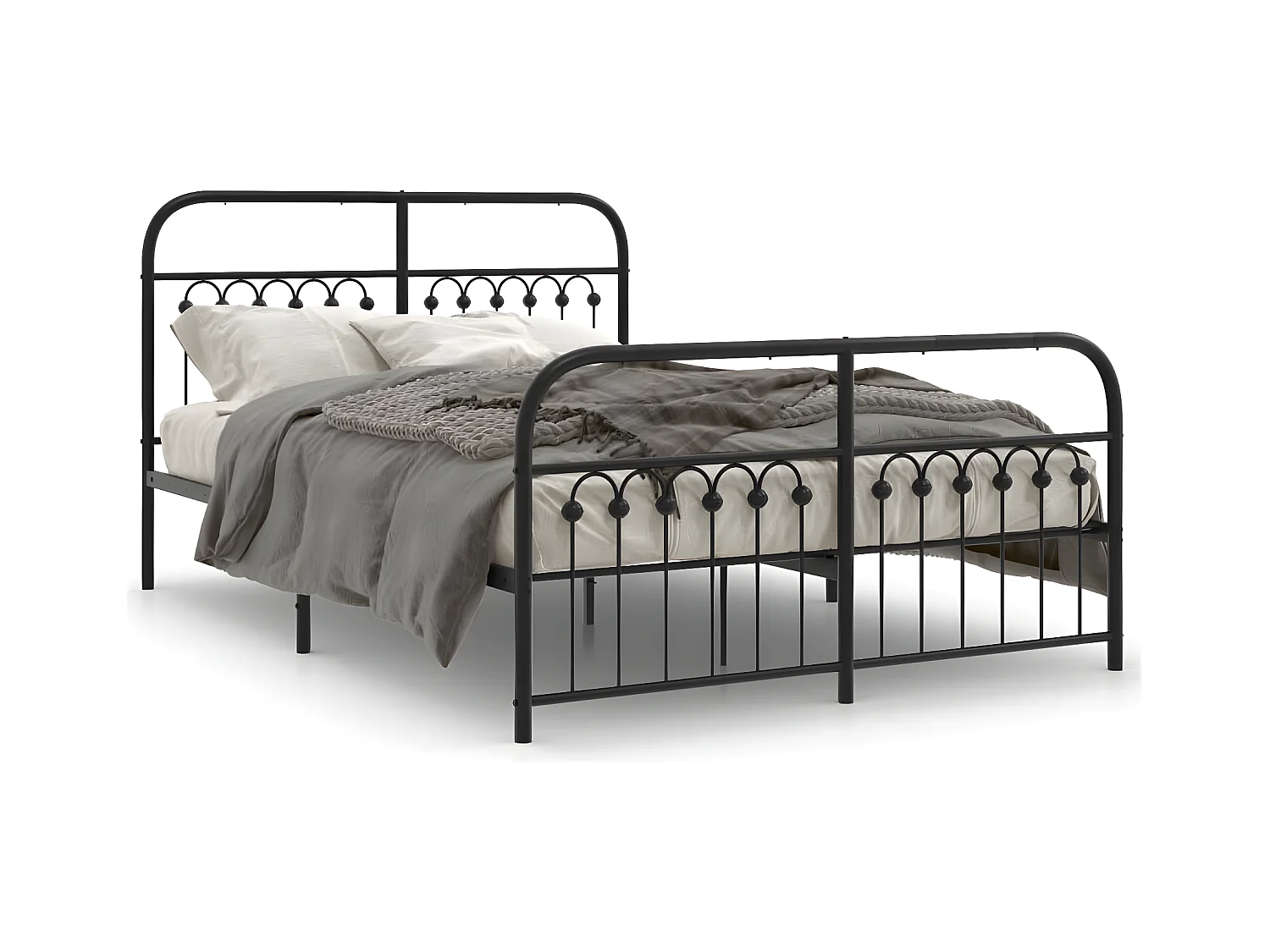 Estrutura de cama com cabeceira e pés 140x190 cm metal preto