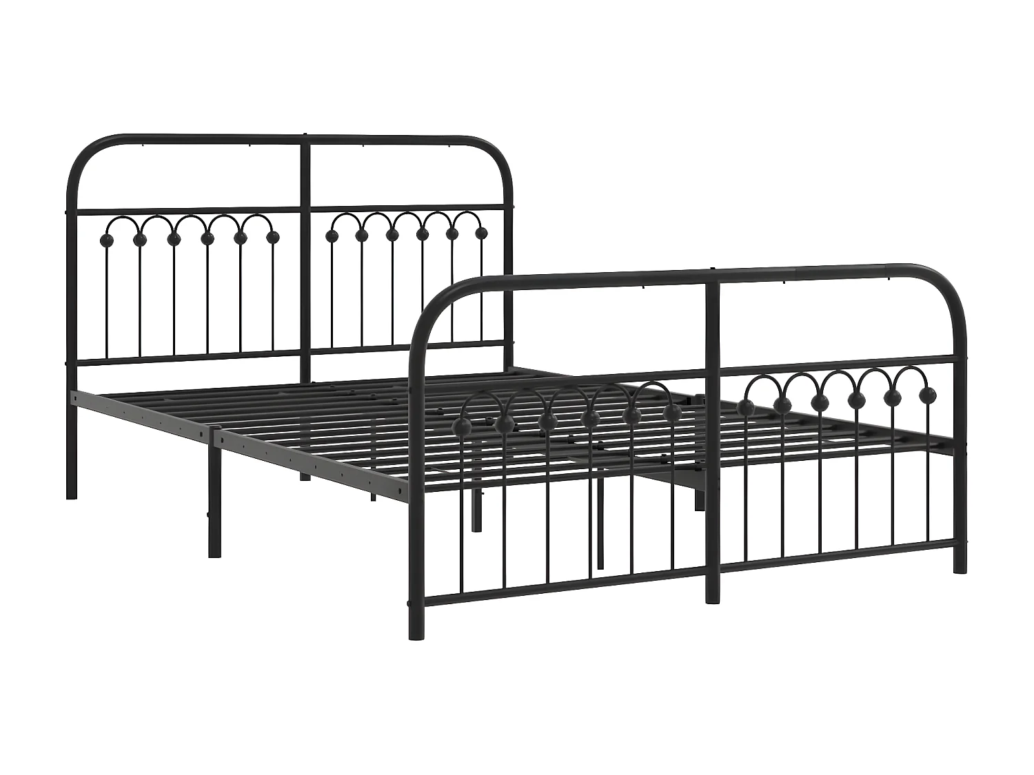 Estrutura de cama com cabeceira e pés 140x190 cm metal preto