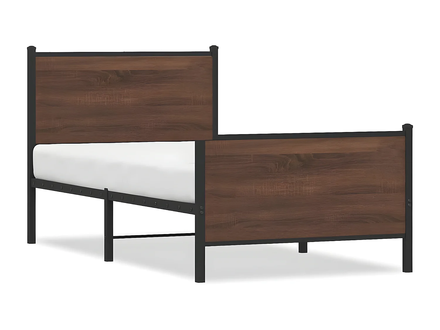 Cama con cabecero y pie de cama metal marrón roble 75x190 cm
