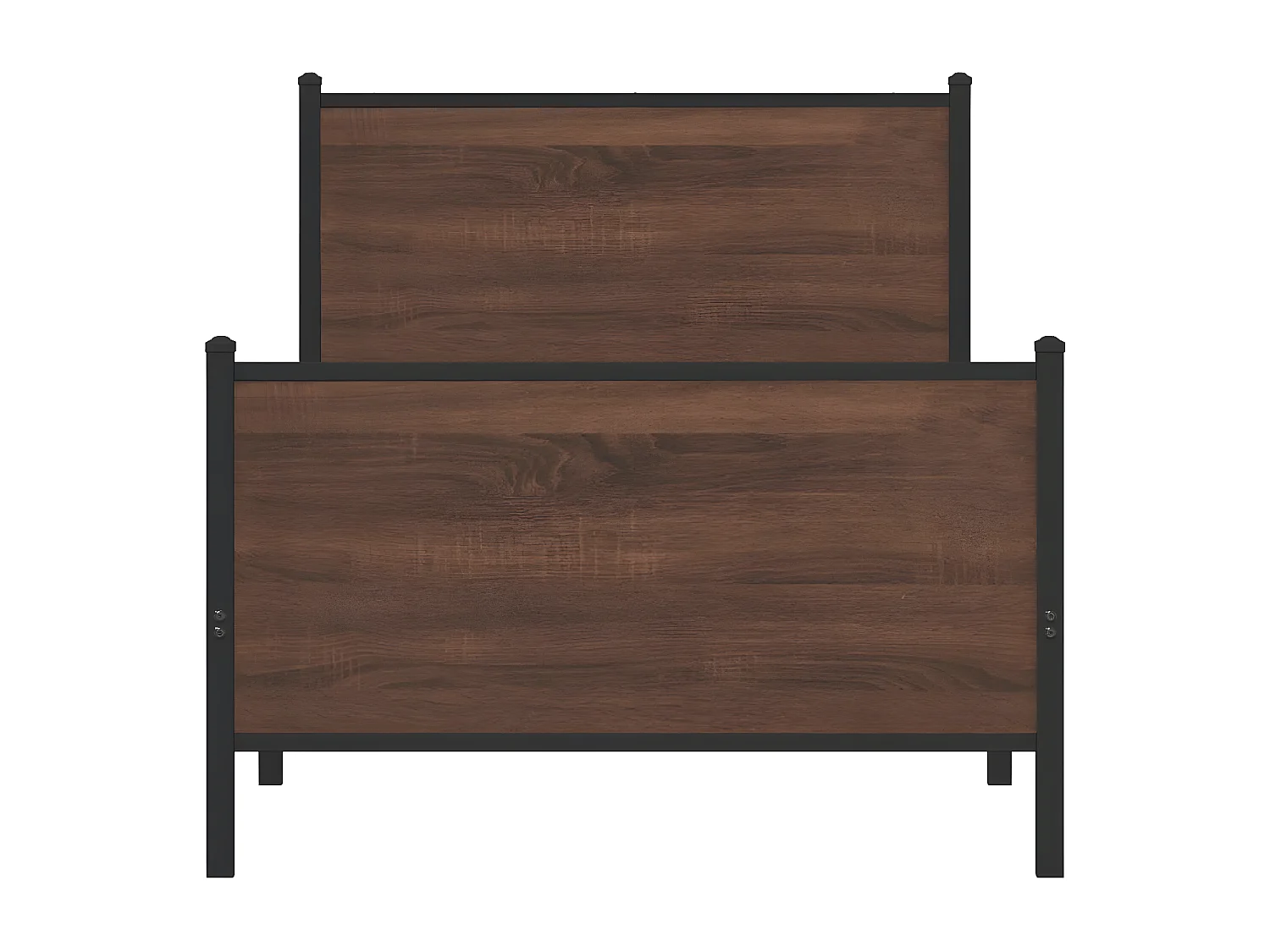 Cama con cabecero y pie de cama metal marrón roble 75x190 cm