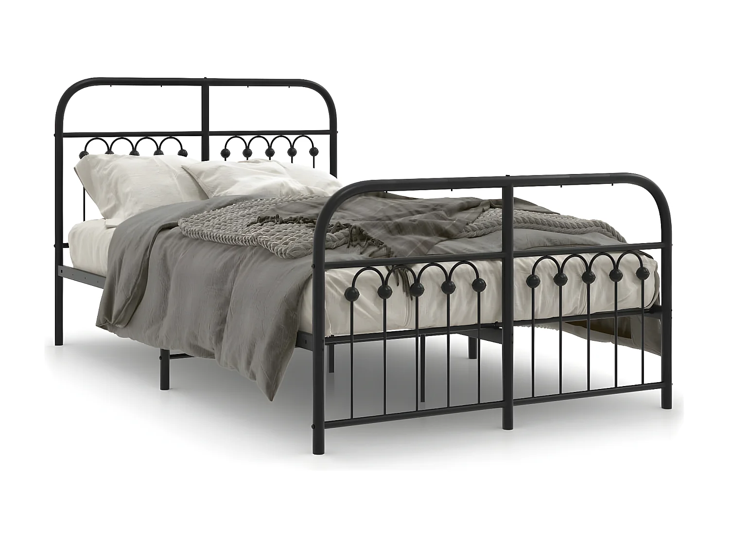 Estructura de cama cabecero y estribo metal negro 120x200 cm