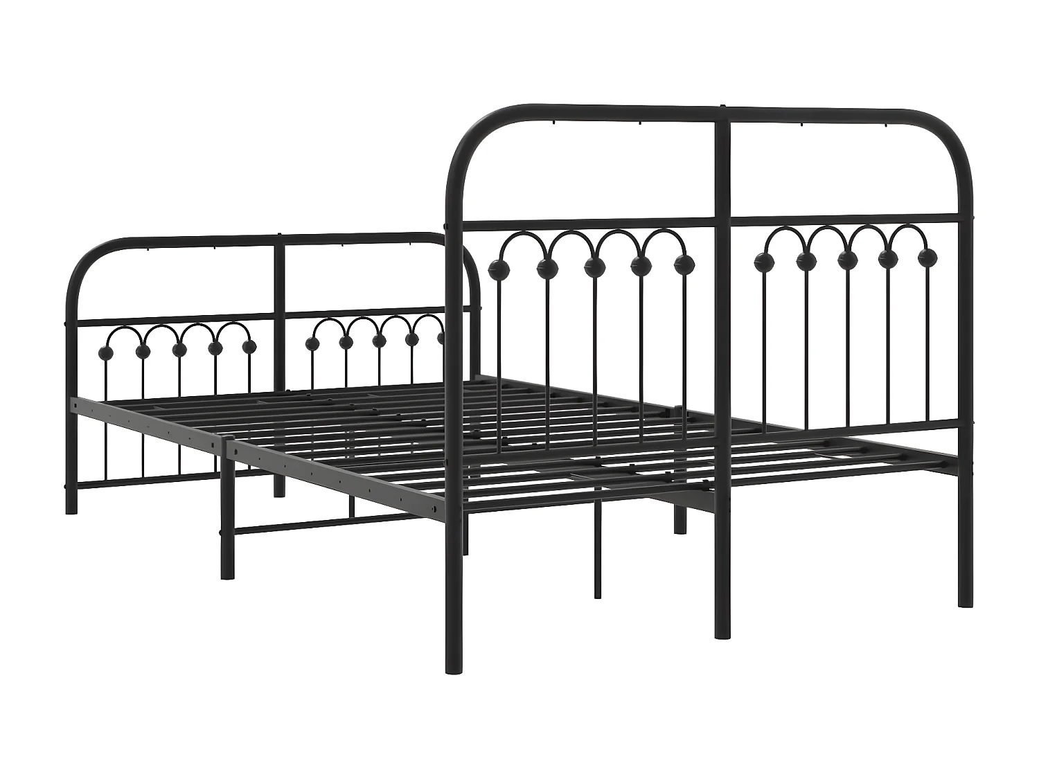 Estructura de cama cabecero y estribo metal negro 120x200 cm