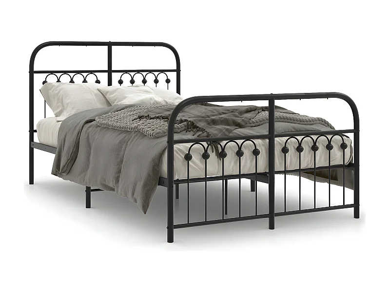 Estructura de cama cabecero y estribo metal negro 120x200 cm