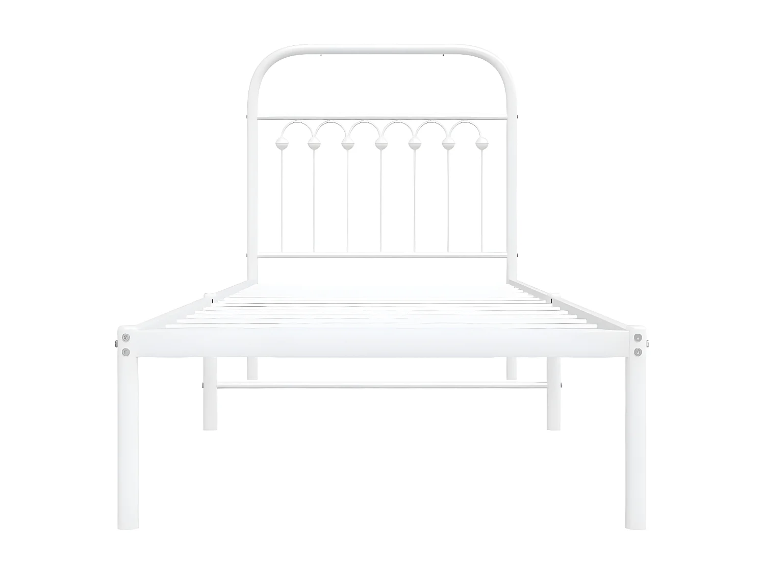 Cadre de lit métal avec tête de lit blanc 75x190 cm