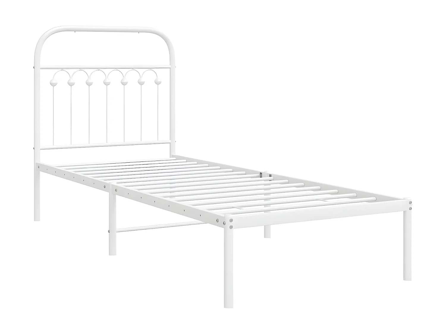 Estructura de cama de metal con cabecero blanco 75x190 cm