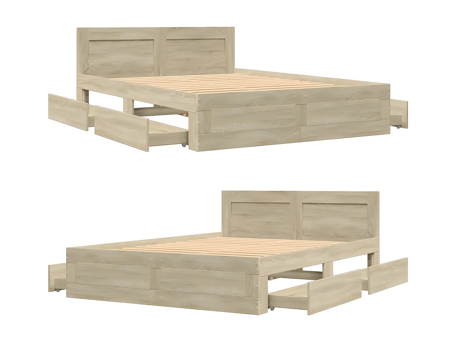 Estrutura cama c/ cabeceira derivados madeira carvalho sonoma