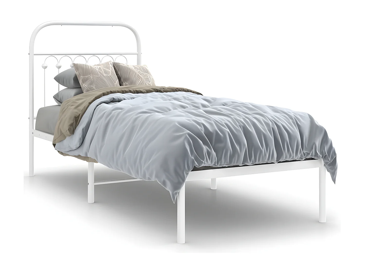 Estructura de cama de metal con cabecero blanco 80x200 cm
