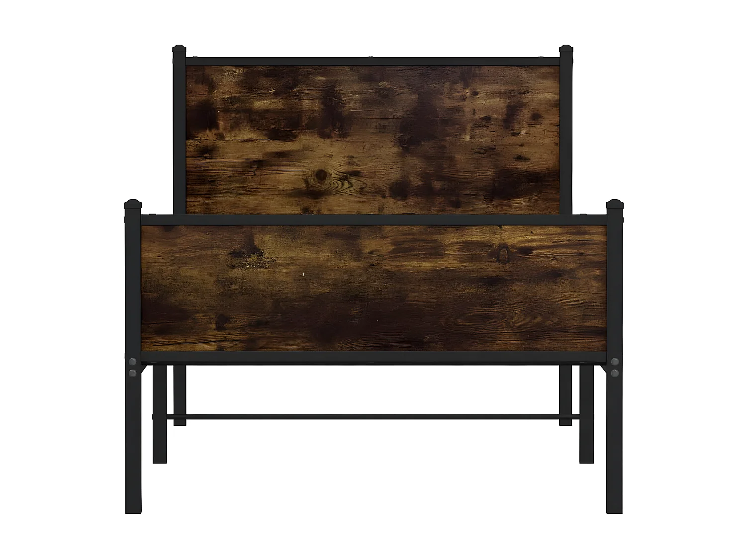 Cama con cabecero y pie de cama metal roble ahumado 90x200 cm