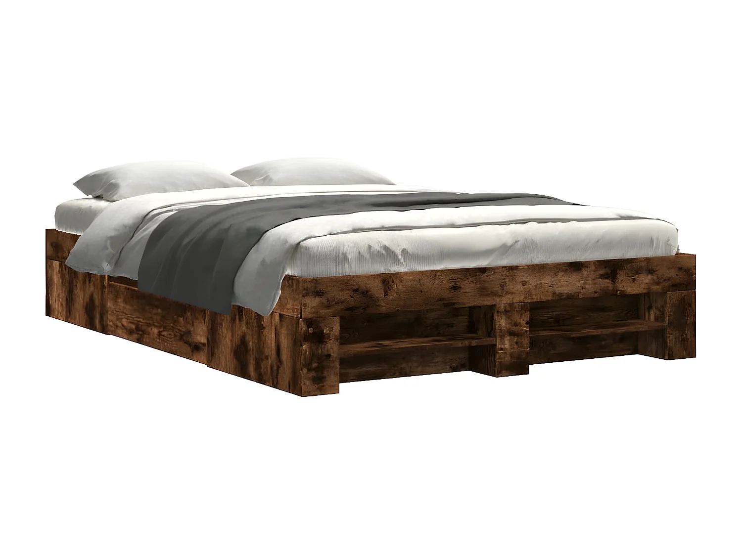 Estrutura cama 140x190 cm derivados de madeira carvalho fumado