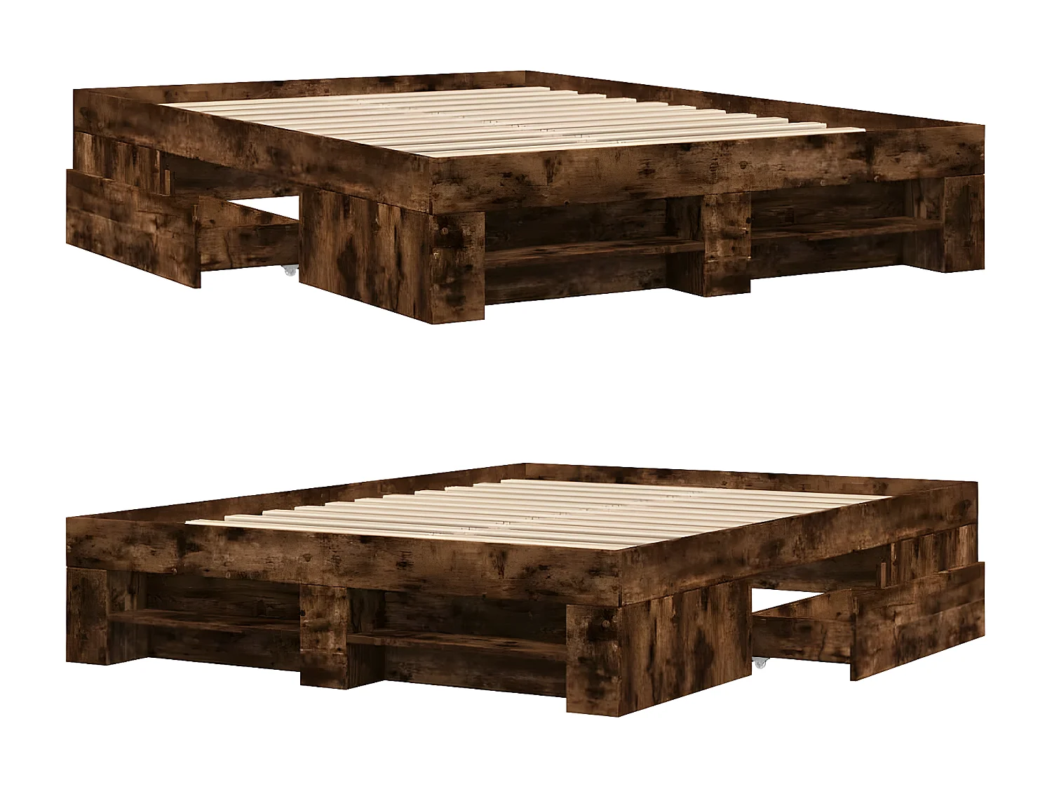 Estrutura cama 140x190 cm derivados de madeira carvalho fumado