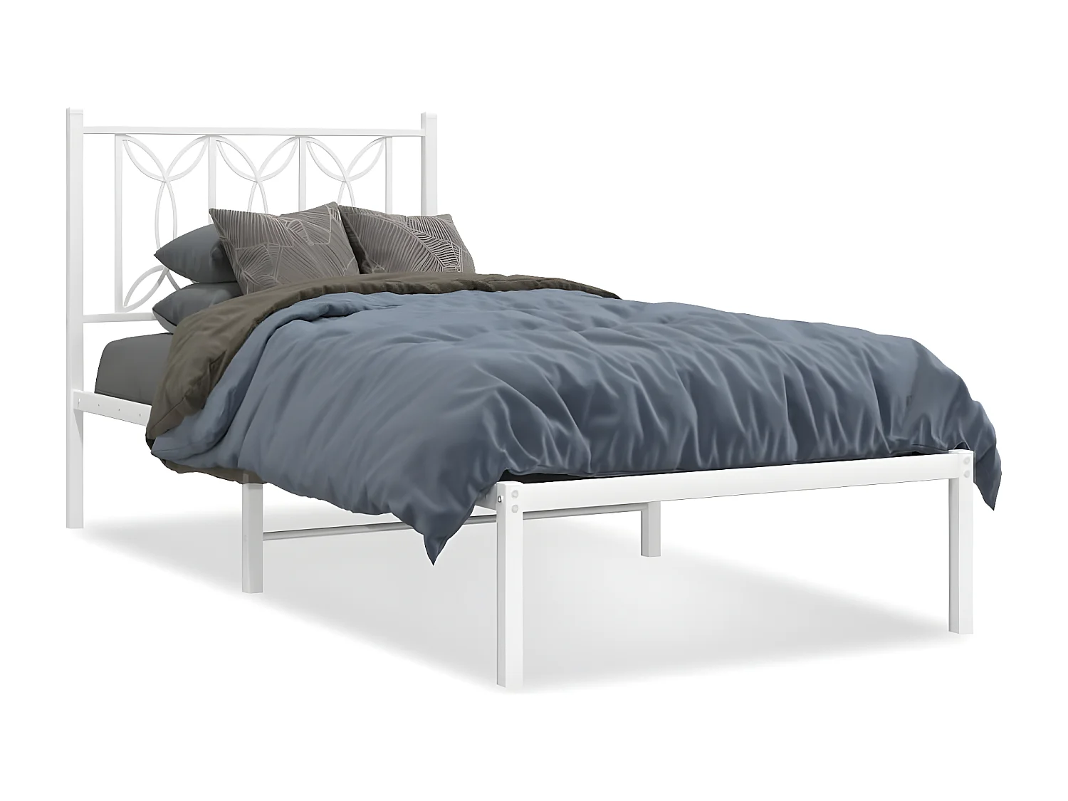 Estrutura de cama com cabeceira 75x190 cm metal branco