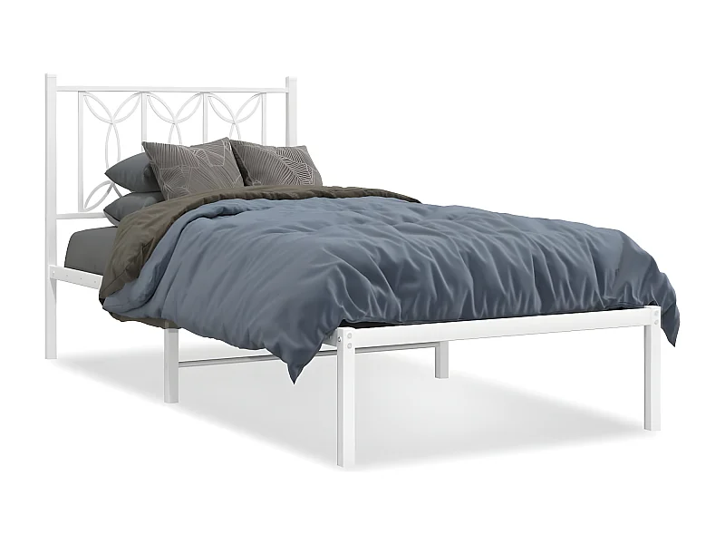 Estrutura de cama com cabeceira 75x190 cm metal branco