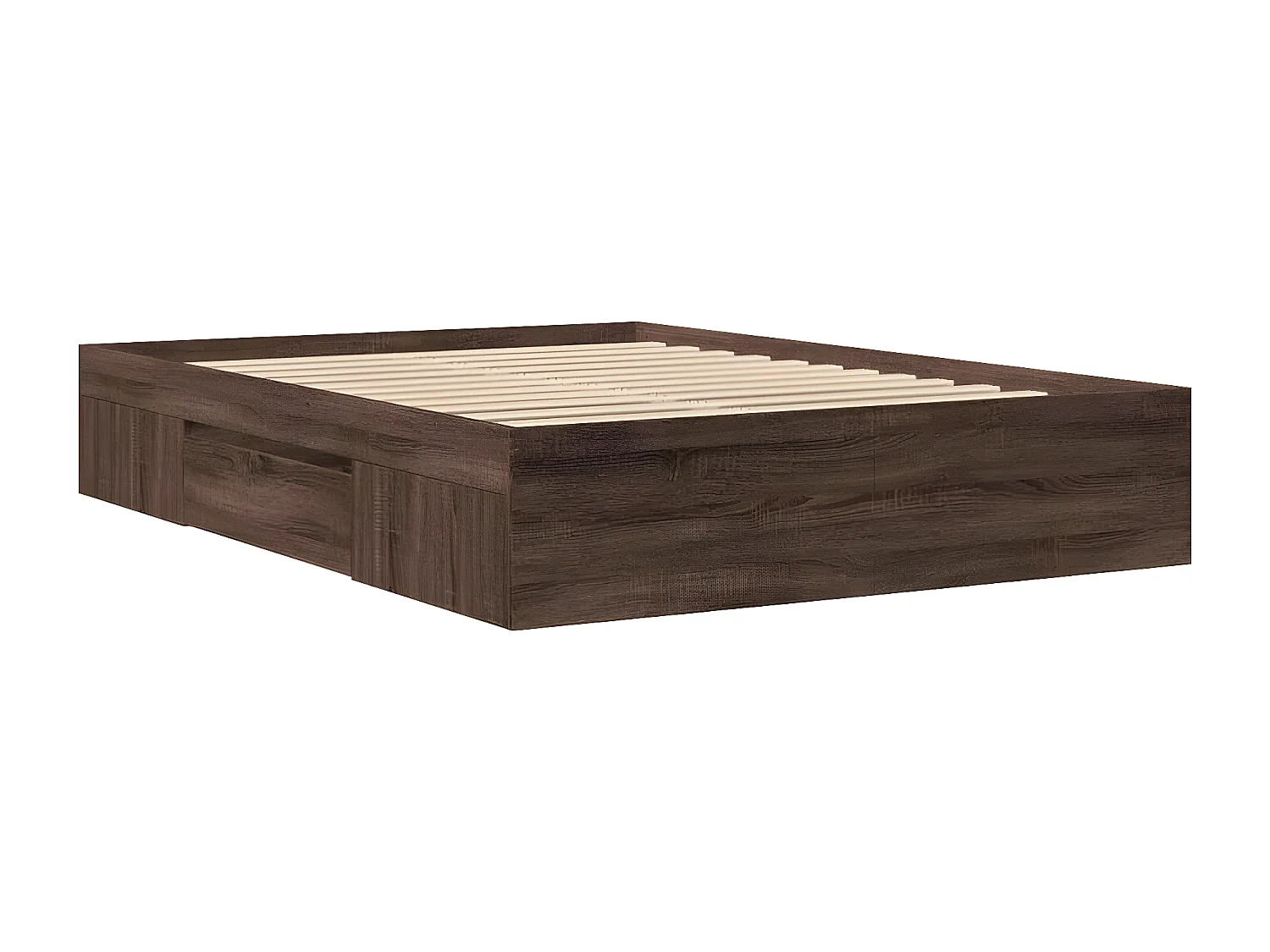 Estrutura de cama 140x190cm derivados madeira carvalho castanho