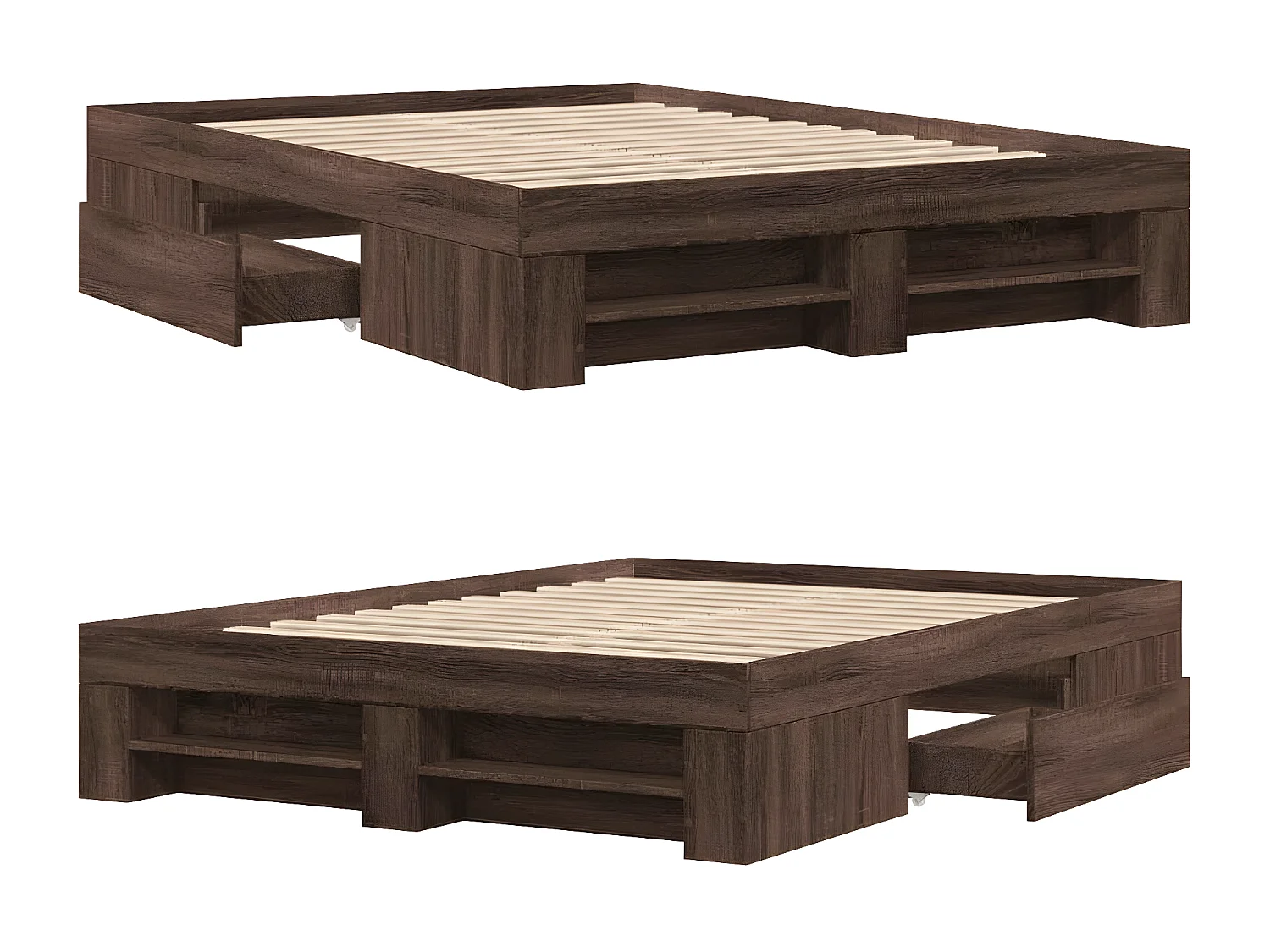 Estrutura de cama 140x190cm derivados madeira carvalho castanho