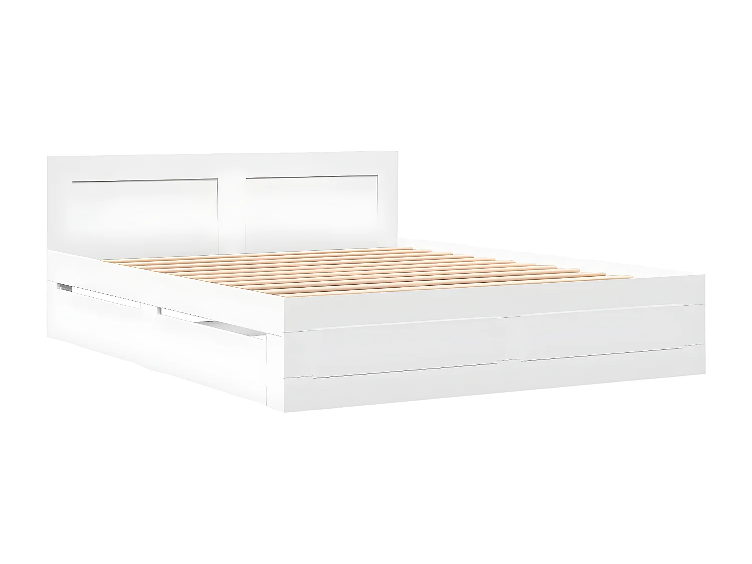 Estructura cama con cabecero madera ingeniería blanco 150x200cm